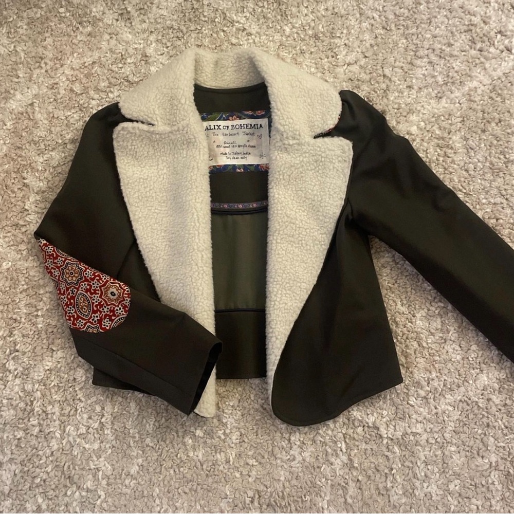 Alix Of Bohemia “The Earhart” Green Wool‎ Jacket with Sherpa Lining